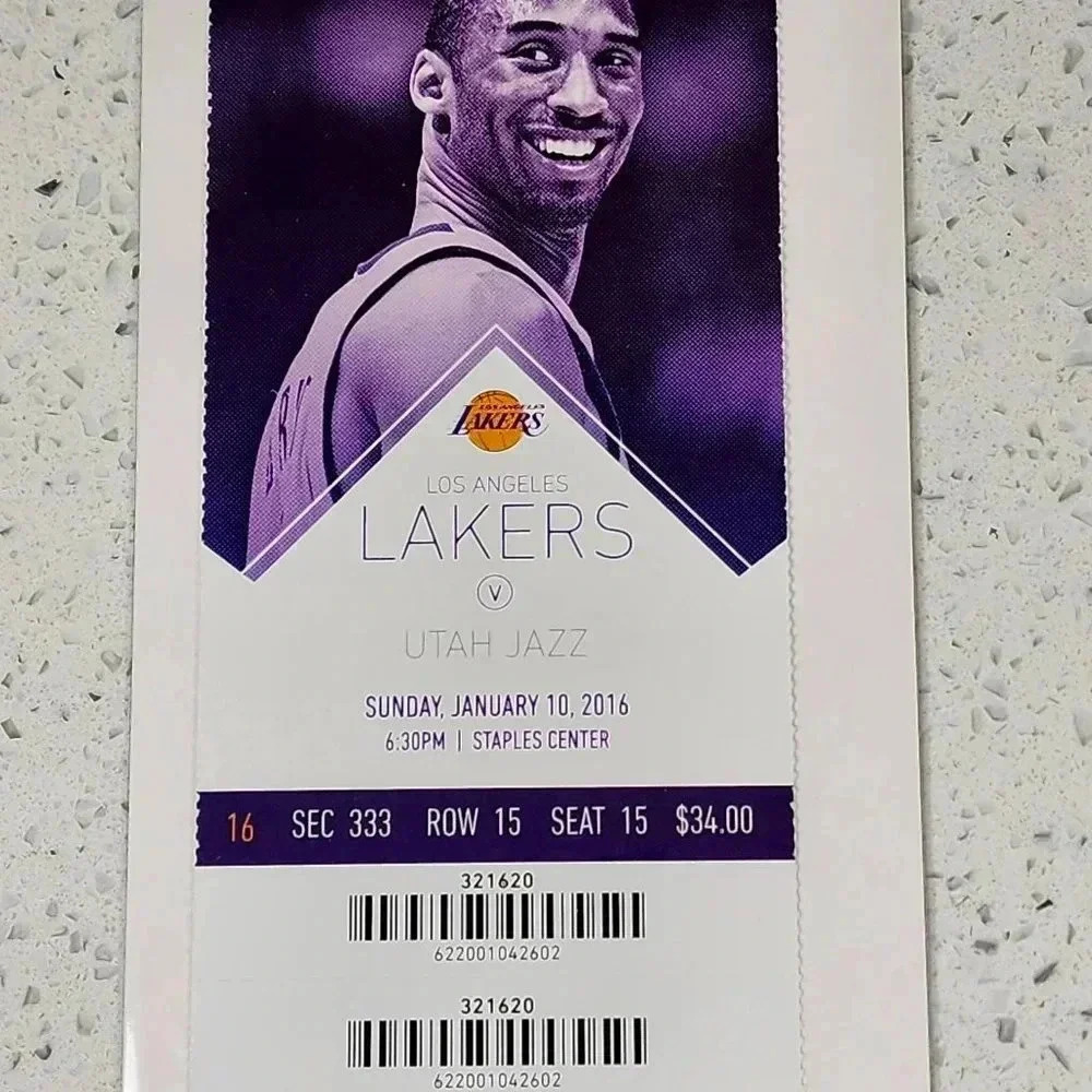 Authentic Kobe Bryant Ticket Stub - Final Season - January 10th, 2016